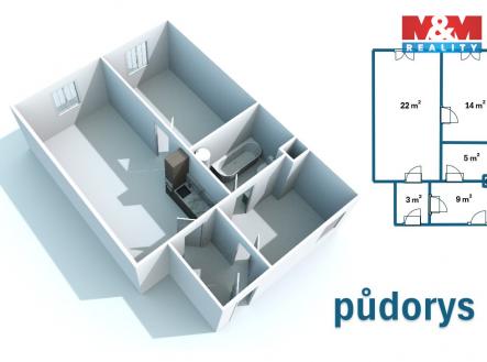 Pronájem bytu, 2+1, 53 m²