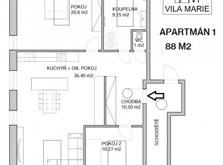 Prodej bytu, 3+kk, 88 m²