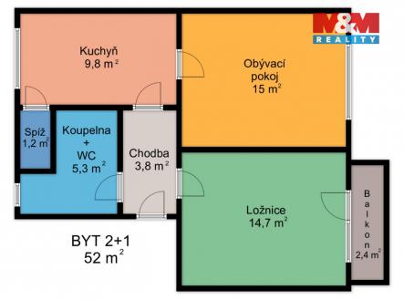 Prodej bytu, 2+1, 52 m²