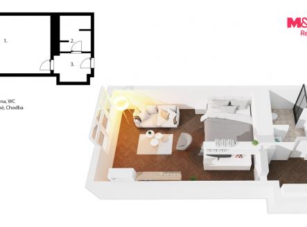 Pronájem bytu, 1+kk, 31 m²