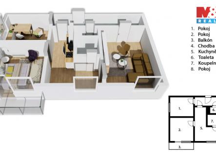Pronájem bytu, 3+1, 69 m²