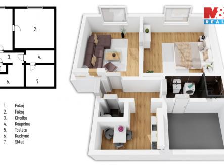 Pronájem bytu, 2+1, 65 m²