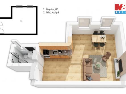 Pronájem bytu, 1+kk, 28 m²