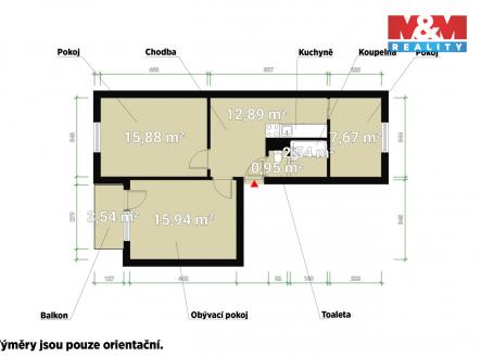 Prodej bytu, 2+1, 56 m²