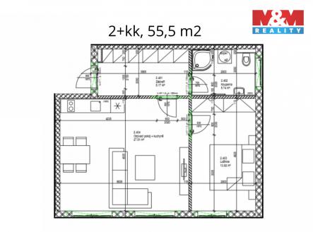 Pronájem bytu, 2+kk, 57 m²