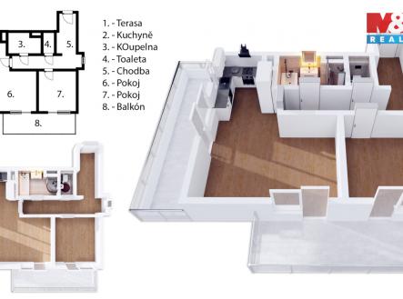 Pronájem bytu, 2+kk, 72 m²