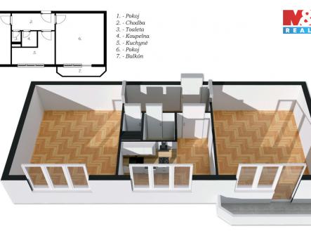 Pronájem bytu, 2+1, 50 m²