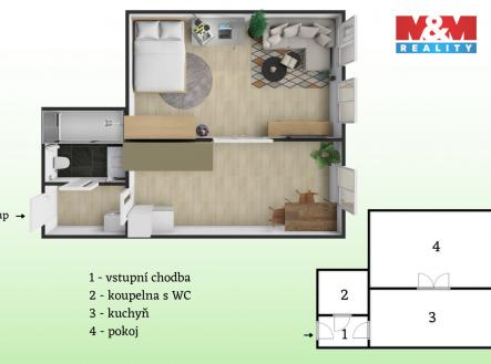 Pronájem bytu, 1+1, 40 m²