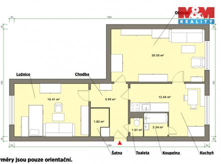 Pronájem bytu, 2+1, 60 m²