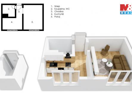 Pronájem bytu, 1+1, 32 m²