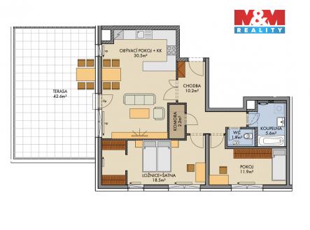 Pronájem bytu, 3+kk, 127 m²
