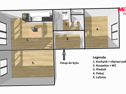 Pronájem bytu, 3+kk, 53 m²