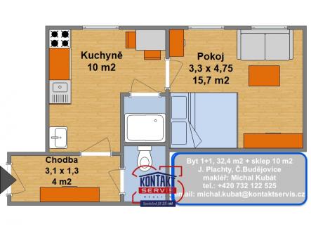 Prodej bytu, 1+1, 42 m²