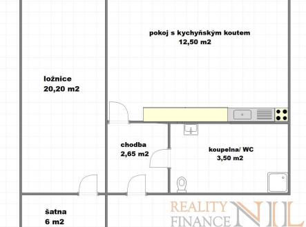 Pronájem bytu, 3+kk, 45 m²