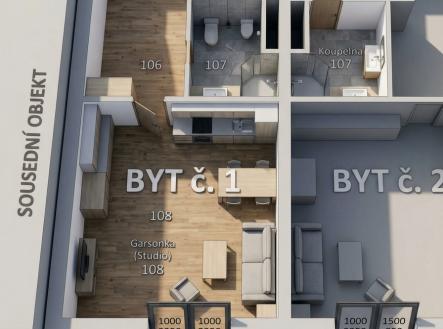 Pronájem bytu, 1+kk, 40 m²