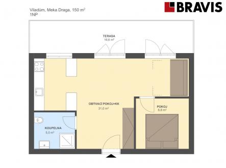 Viladům Meka Draga 150m2 1NP