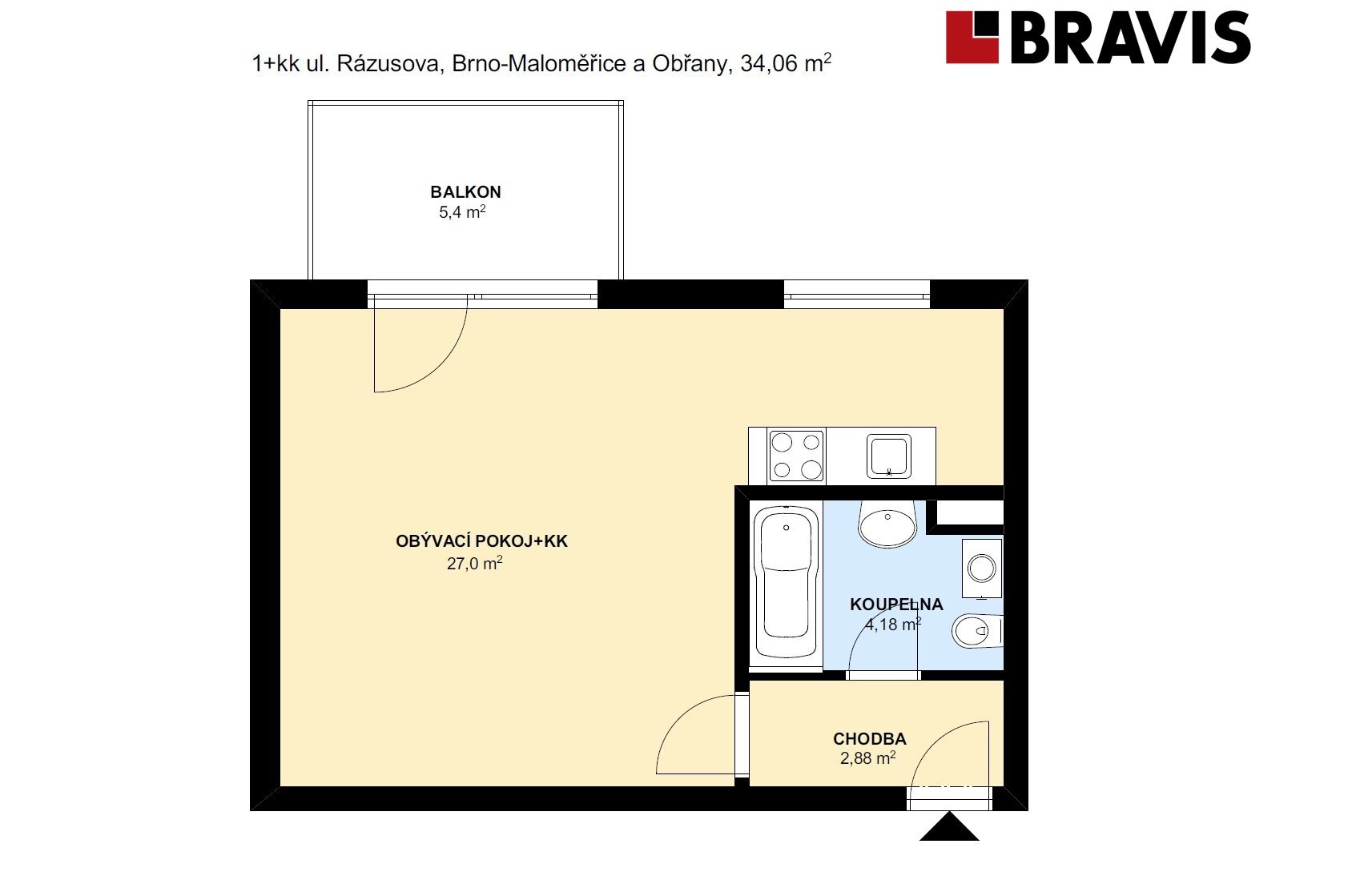 1+kk Rázusova 34,06m2 byt 3