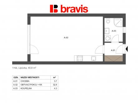 Prodej bytu, 1+kk, 40 m²
