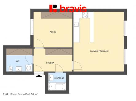 Pronájem bytu, 2+kk, 54 m²