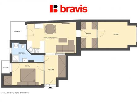 Prodej bytu, 3+kk, 81 m²
