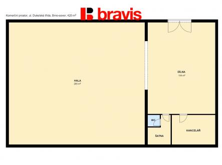 Pronájem komerčního objektu, sklad, 410 m²