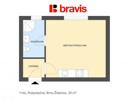 Pronájem bytu, 1+kk, 25 m²