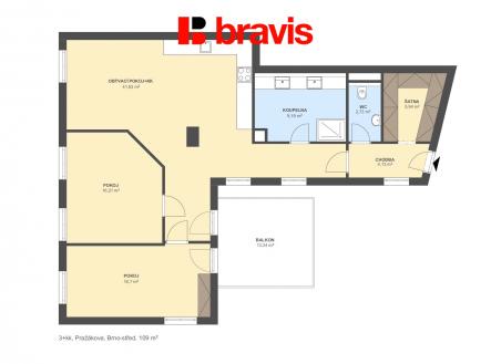 Prodej bytu, 3+kk, 109 m²