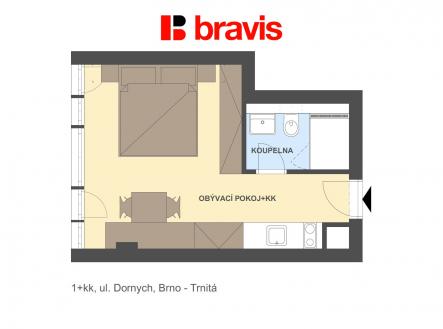 Pronájem bytu, 1+kk, 24 m²