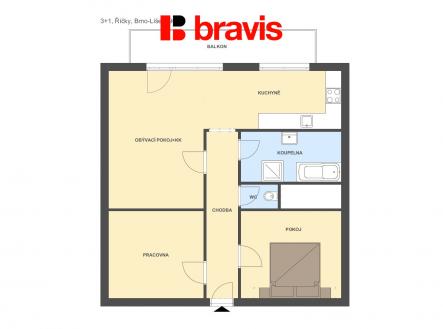 Pronájem bytu, 3+1, 90 m²