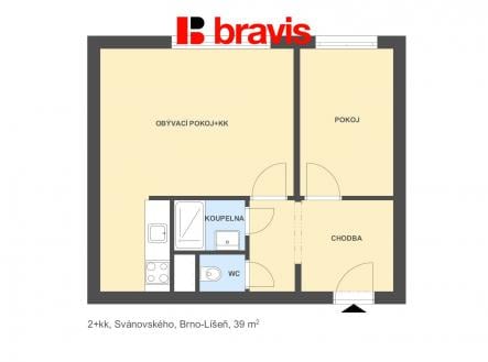Pronájem bytu, 2+kk, 39 m²