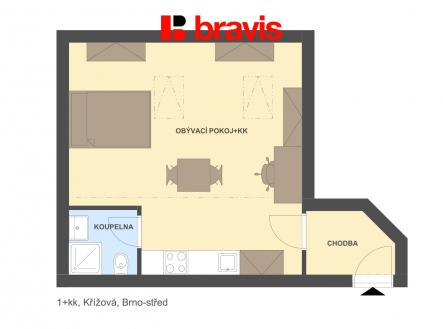 Pronájem bytu, 1+kk, 27 m²