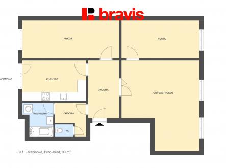 Pronájem bytu, 3+1, 90 m²