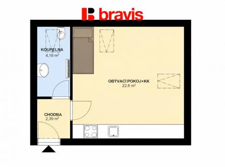 Pronájem bytu, 1+kk, 30 m²