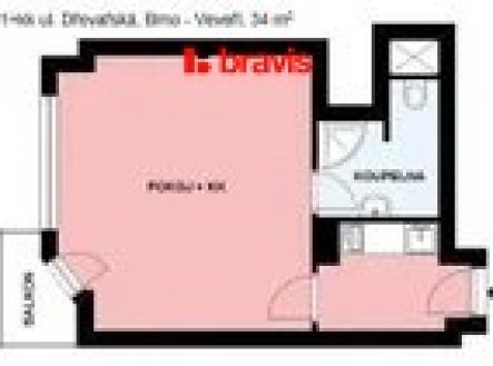 Pronájem bytu, 1+1, 34 m²