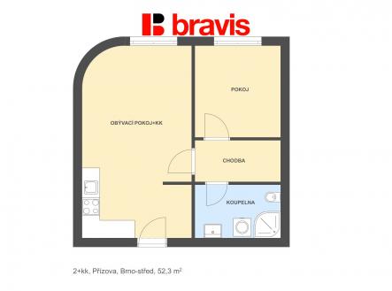 Pronájem bytu, 2+kk, 53 m²