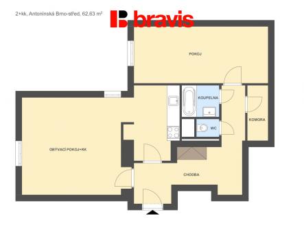 Pronájem bytu, 2+kk, 65 m²