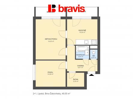 Pronájem bytu, 2+1, 54 m²