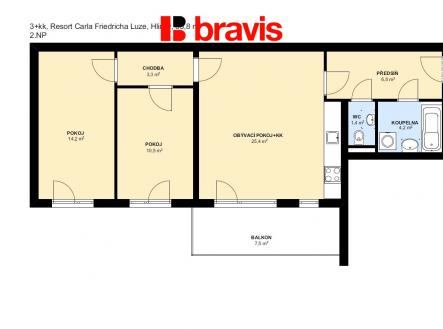 Pronájem bytu, 3+kk, 66 m²