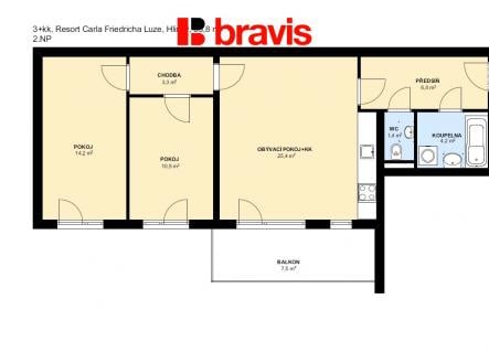 Pronájem bytu, 3+kk, 66 m²