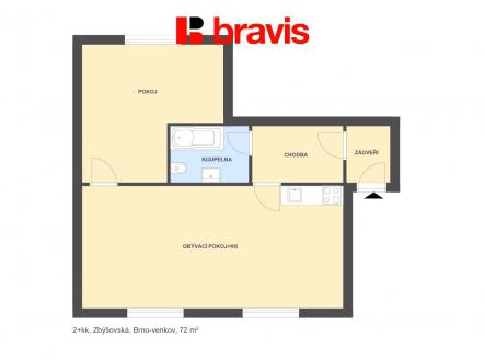 Pronájem bytu, 2+kk, 72 m²