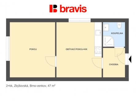 Pronájem bytu, 2+kk, 47 m²