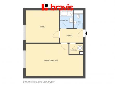 Pronájem bytu, 2+kk, 61 m²