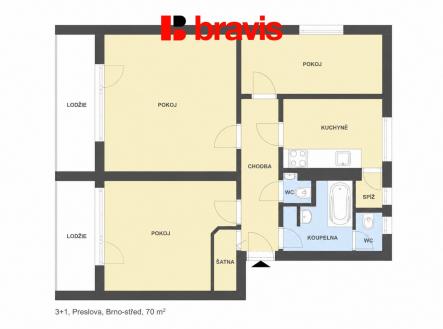 Pronájem bytu, 3+1, 70 m²