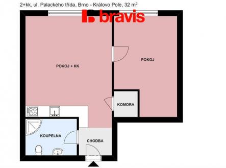 Pronájem bytu, 2+kk, 32 m²
