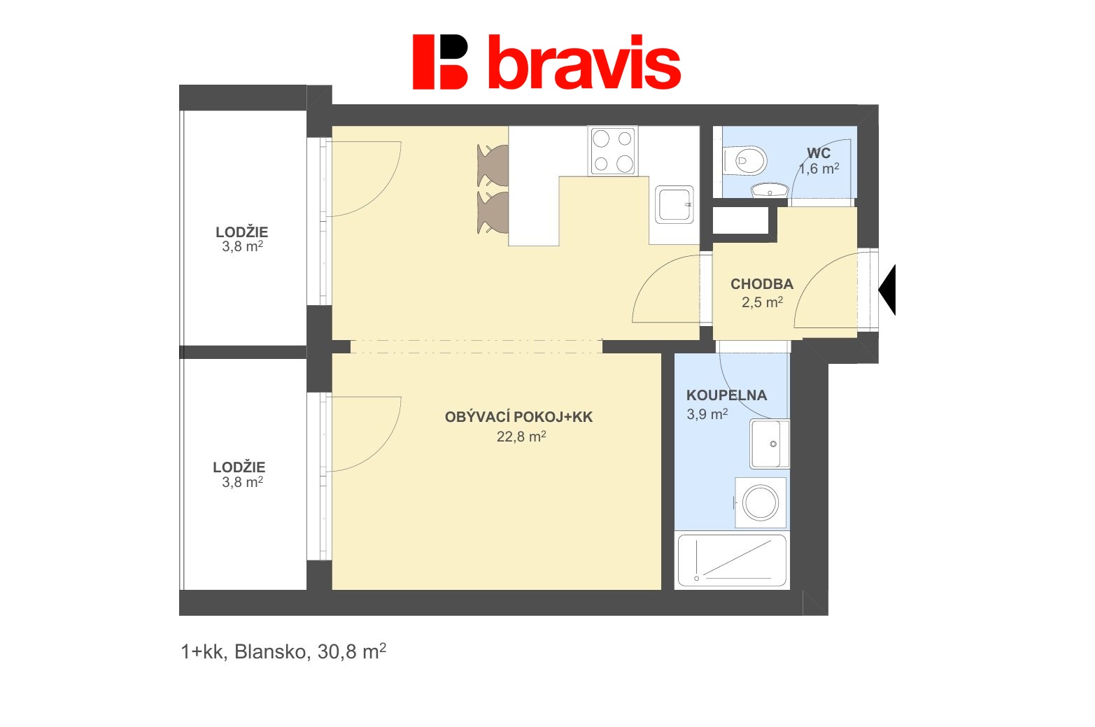 1+kk Blansko 30,8m2