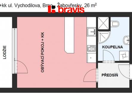 Pronájem bytu, 1+kk, 29 m²