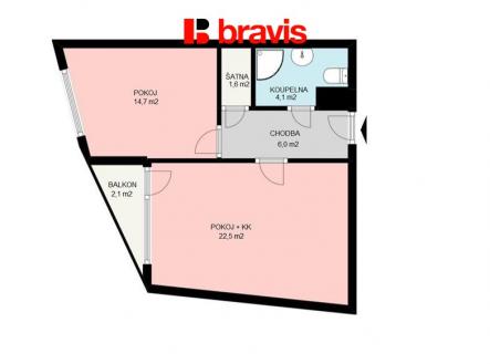 Pronájem bytu, 2+kk, 58 m²