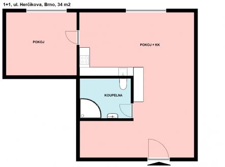 Pronájem bytu, 2+kk, 34 m²