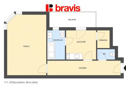 Pronájem bytu, 1+1, 42 m²