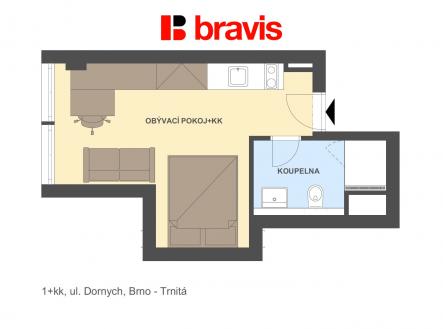 Pronájem bytu, 1+kk, 24 m²